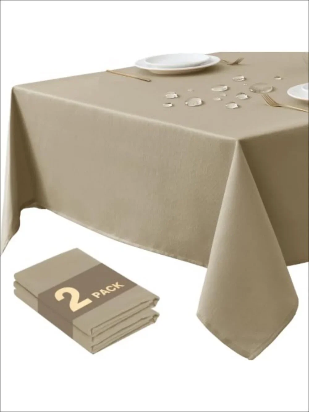 2-Pack Slub Textured Jacquard Polyester Tablecloths 6ft Rectangle Waterproof
